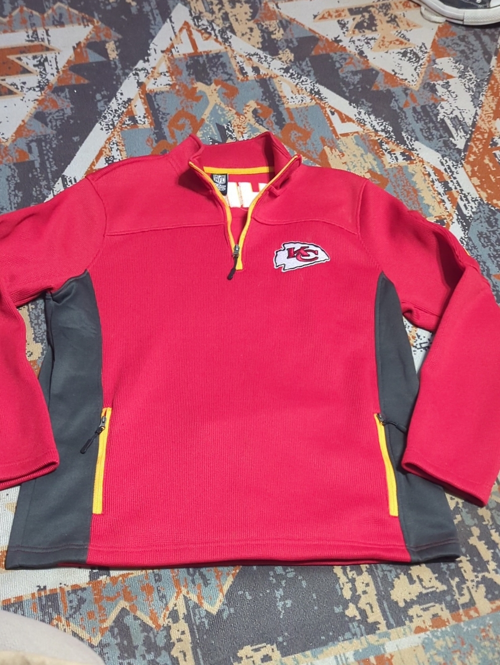 Kansas City Chiefs 1/4-Zip Waffle Sweatshirt Men's Medium NFL Team Apparel